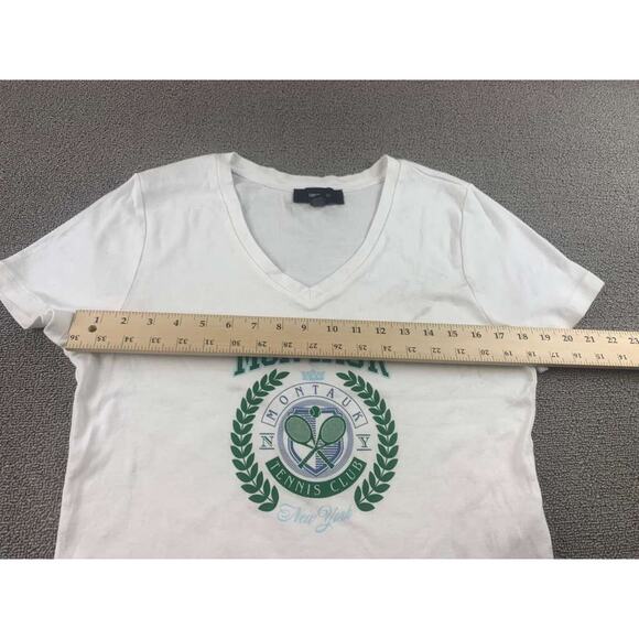 Forever 21 Women 1X White Plus Montauk Tennis Club Tee V Neck Crop Graphic Shirt - Picture 5 of 9
